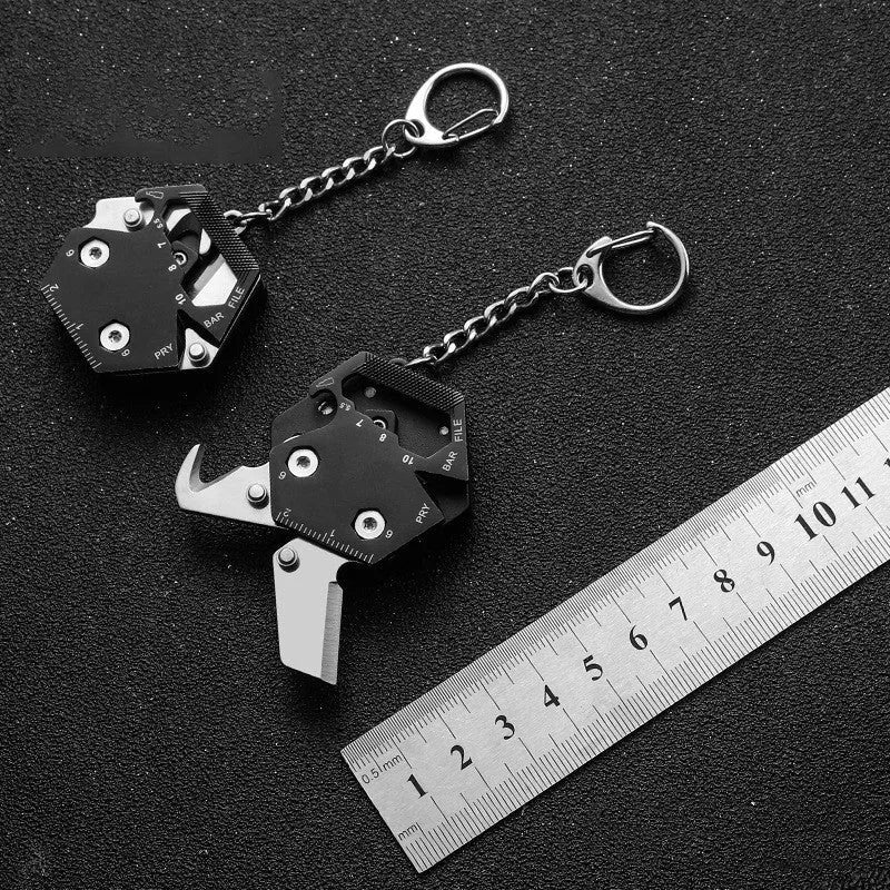 Mini camping folding coin knife with keychain – stainless steel blade, cool black colour