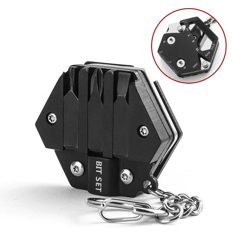 Mini camping folding coin knife with keychain – stainless steel blade, cool black colour