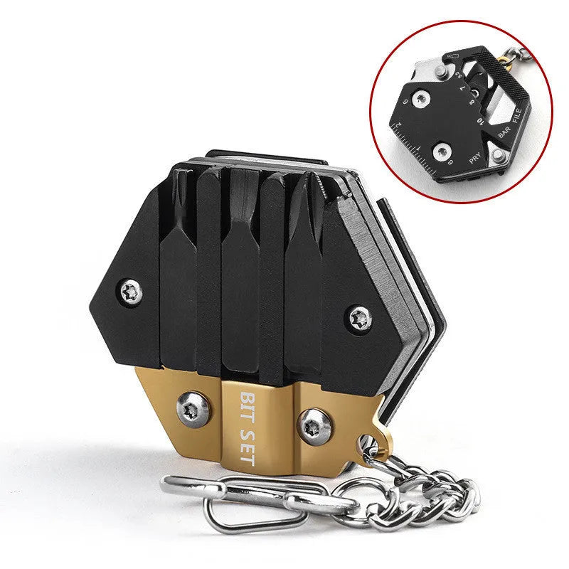 Mini camping folding coin knife with keychain – stainless steel blade, cool black colour