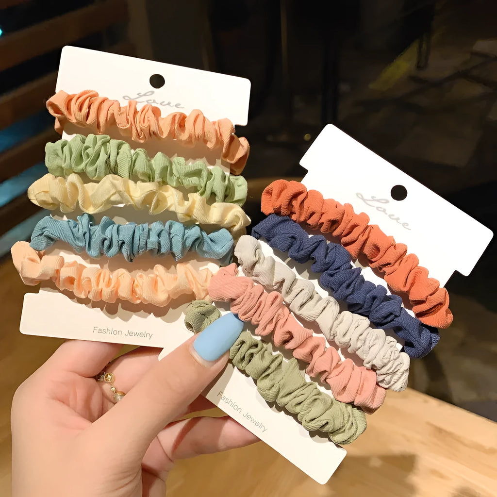Children's hair accessories set with autumn colour hair rings and macaron-style head ropes