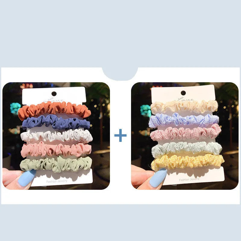 Children's hair accessories set with autumn colour hair rings and macaron-style head ropes