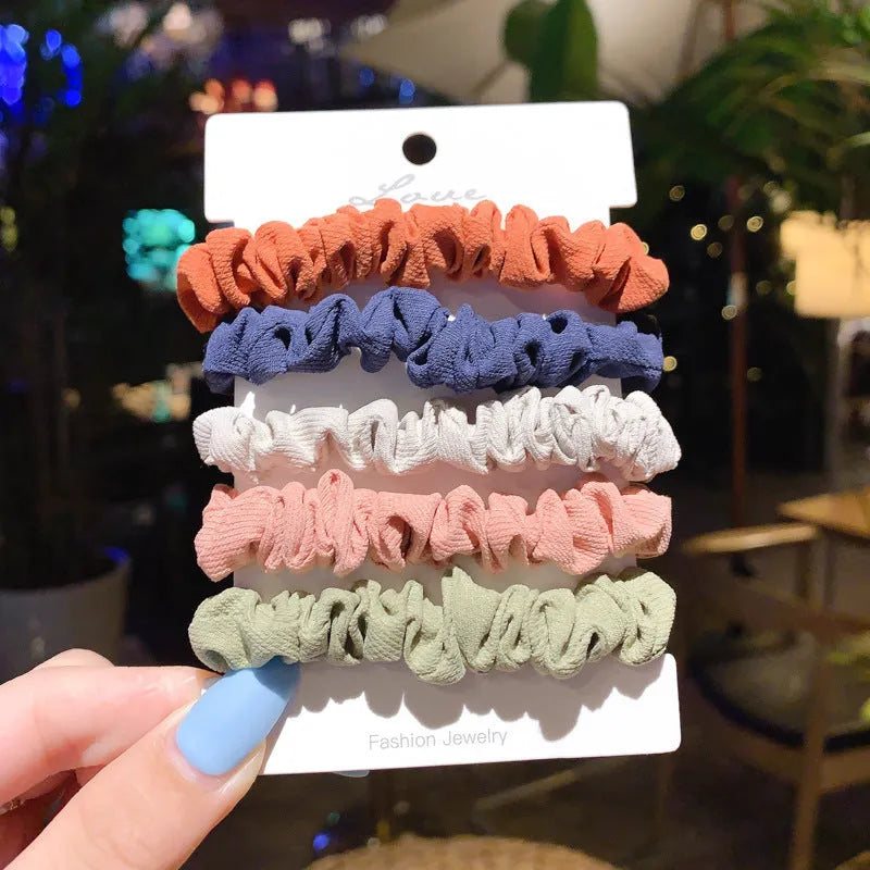 Children's hair accessories set with autumn colour hair rings and macaron-style head ropes
