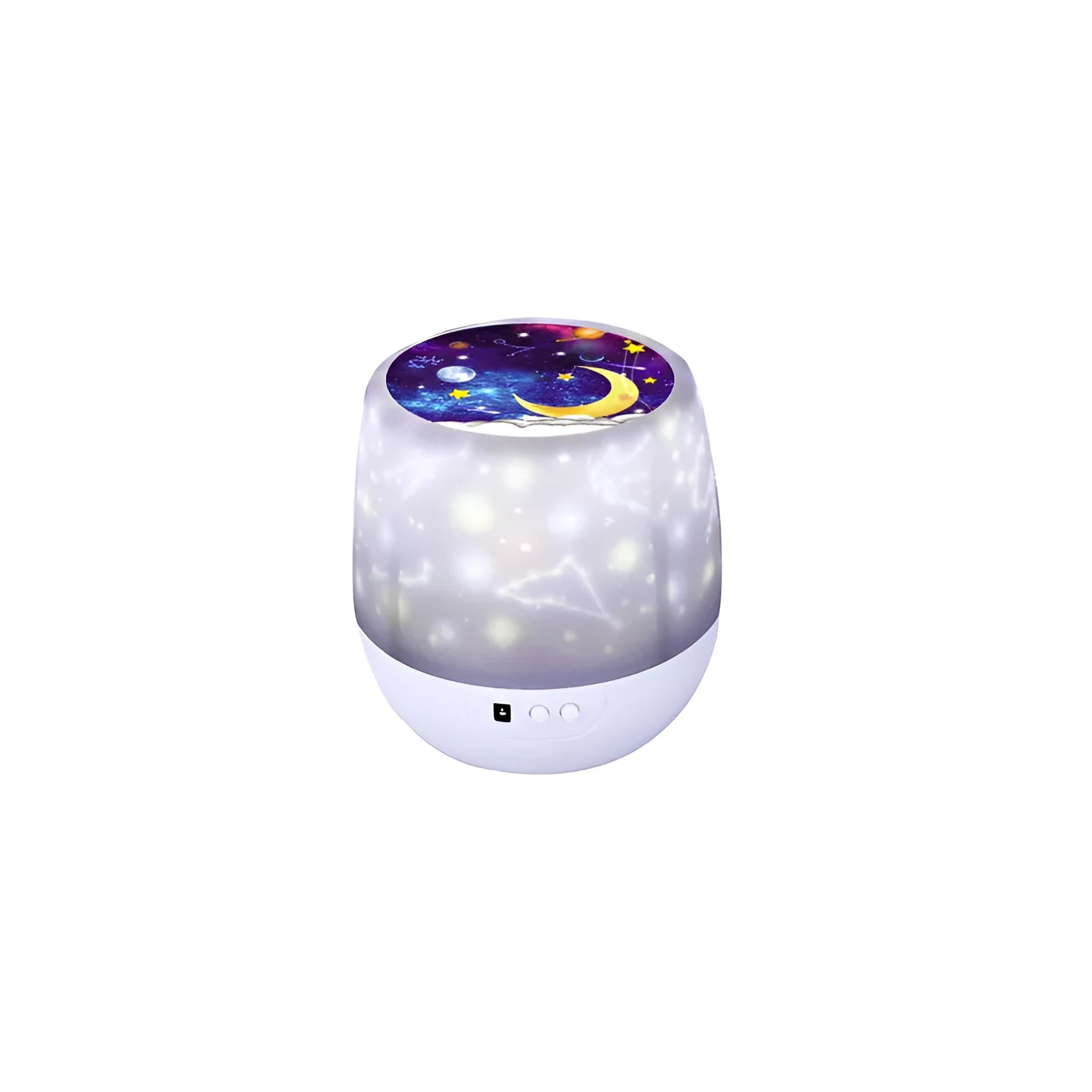 Pruixin projector night light showing rotating star pattern projection on a bedroom wall.