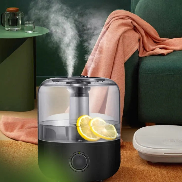 White or black ultrasonic humidifier with 3L tank and mechanical controls