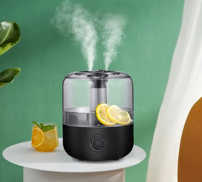 White or black ultrasonic humidifier with 3L tank and mechanical controls