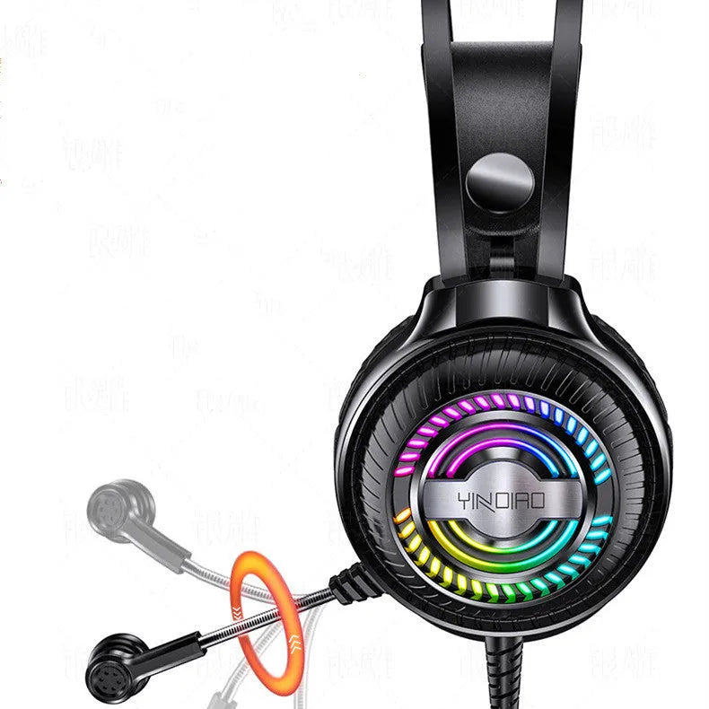 Wired black or white PC headset with microphone, protein earmuffs, and a long cable with 3.5mm plug.