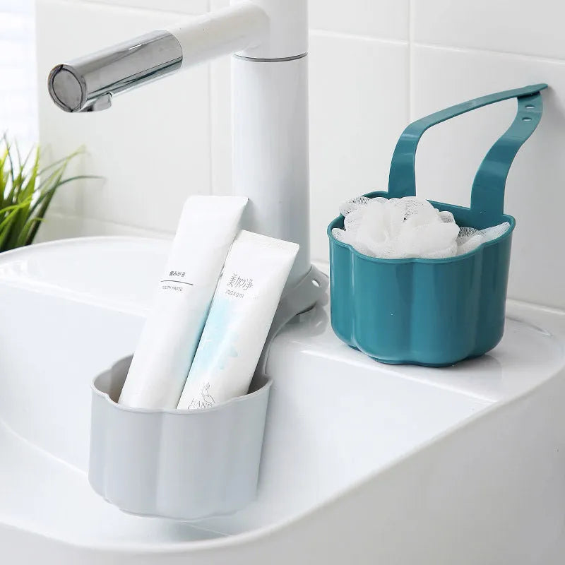 Nordic style plastic kitchen sink basket in dark blue measuring 20cm by 10cm