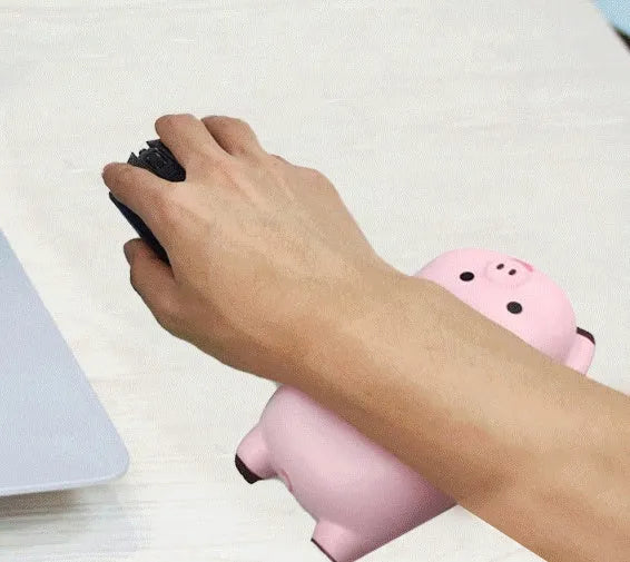 Non-slip wrist pad mouse pad in black with PU cushion and cloth base 130x70mm