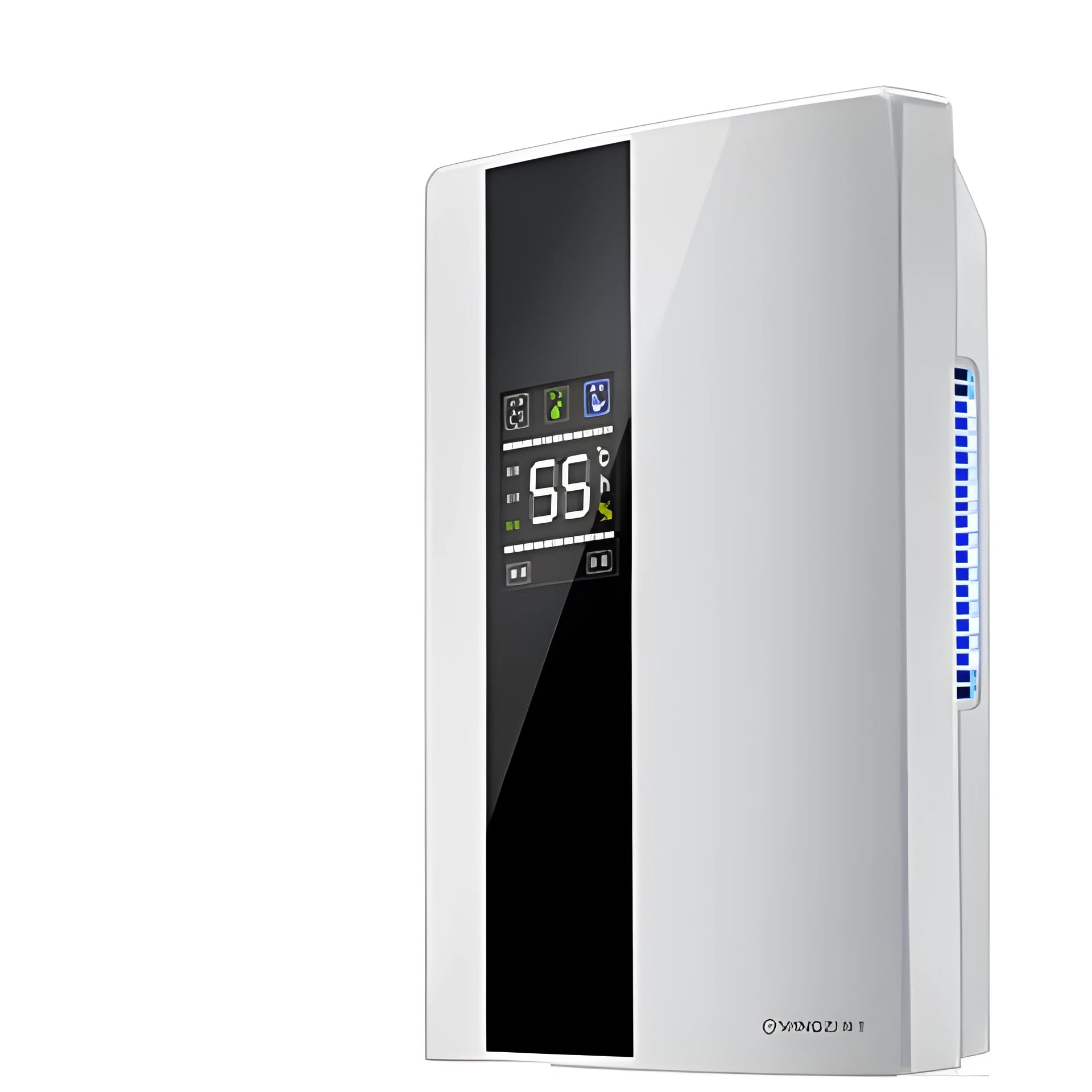 White household dehumidifier with electronic controls and 2.2 litre water tank for compact spaces