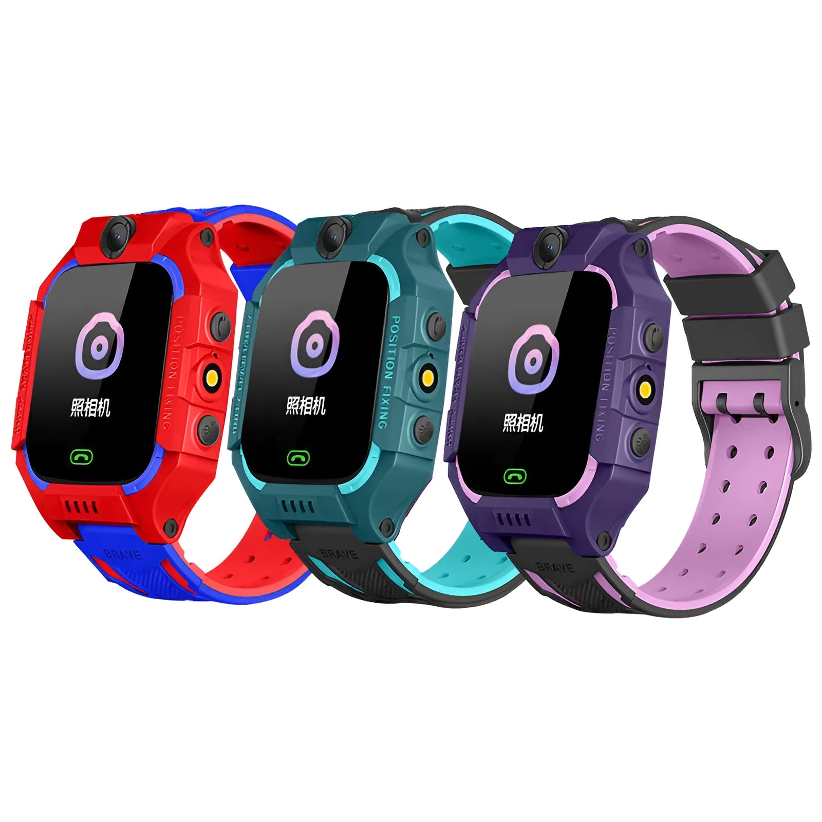 Z6 Q19 children's smart phone watch in green, purple, or red with 1.44-inch touch screen.