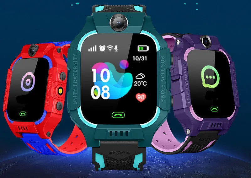 Z6 Q19 children's smart phone watch in green, purple, or red with 1.44-inch touch screen.