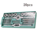 20-piece metric hand tap and die set with alloy steel tools and wrench for M3 to M12 threads