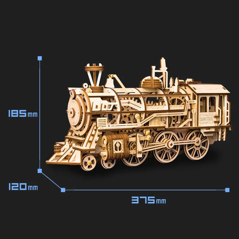 Wooden film projector 3D puzzle with hand crank and fully mechanical gear assembly