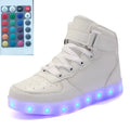 High-top LED luminous running shoes with remote control, rubber sole, available in multiple colours and sizes 35-46