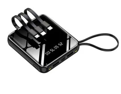 Four-wire digital display power bank showing battery percentage on LCD screen