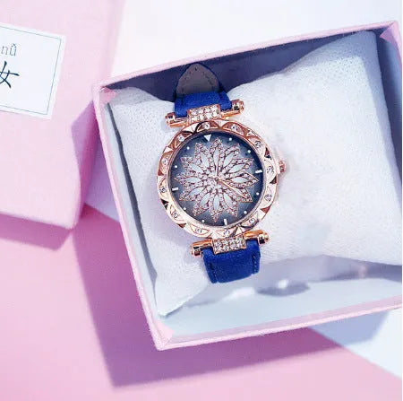 Women's waterproof fashion watch with round 32mm dial, mineral glass, and PU case in multiple colour options