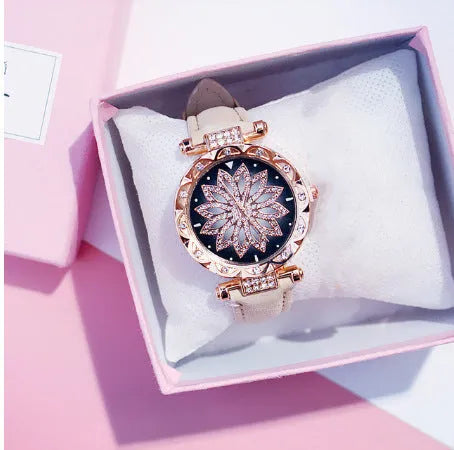 Women's waterproof fashion watch with round 32mm dial, mineral glass, and PU case in multiple colour options