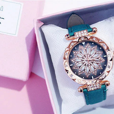 Women's waterproof fashion watch with round 32mm dial, mineral glass, and PU case in multiple colour options