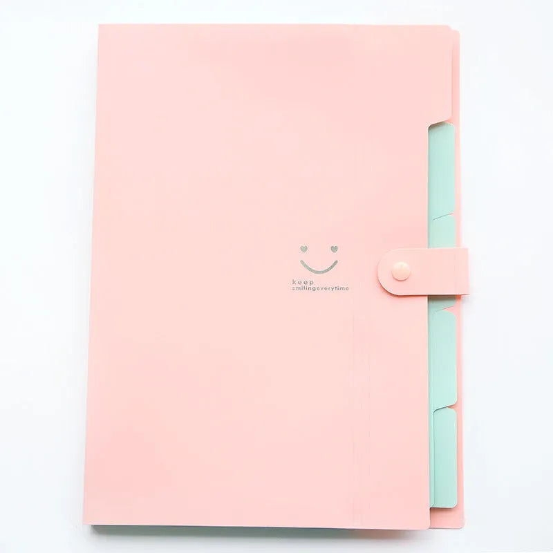 A4 plastic multi-page folder document organiser shown in one of ten available colours.