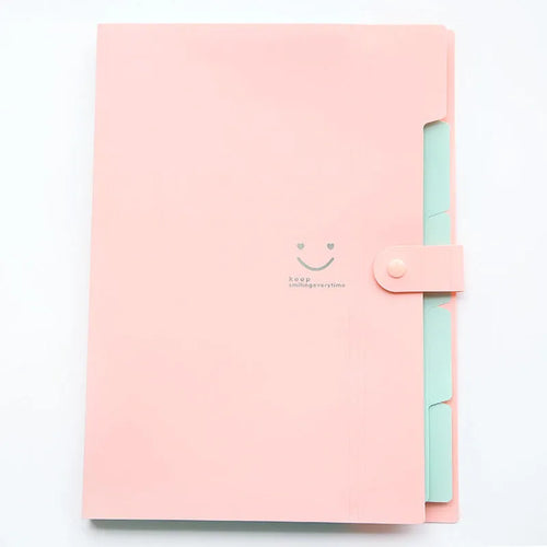 A4 plastic multi-page folder document organiser shown in one of ten available colours.