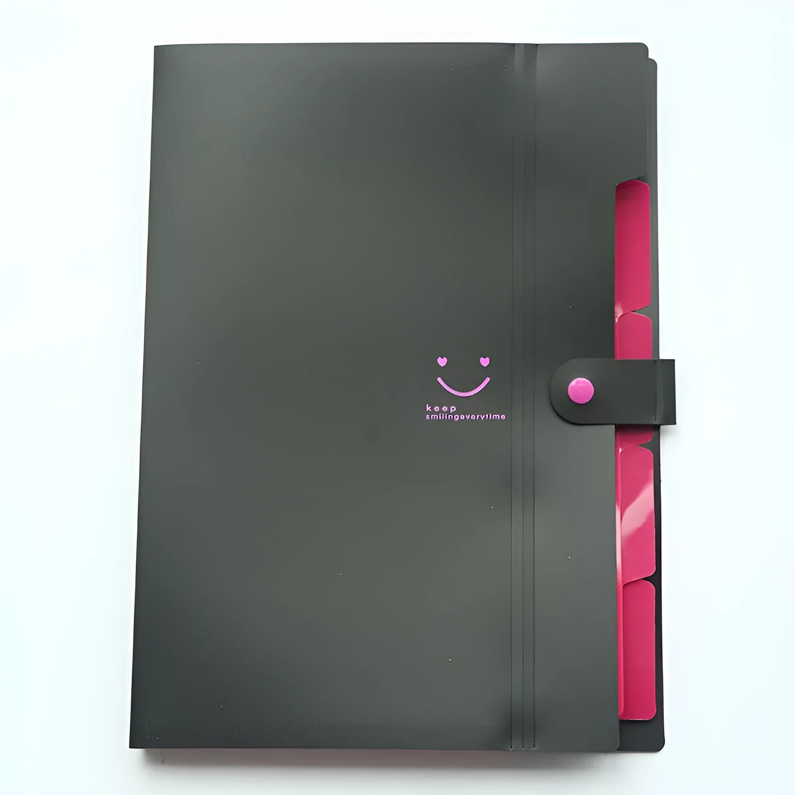A4 plastic multi-page folder document organiser shown in one of ten available colours.