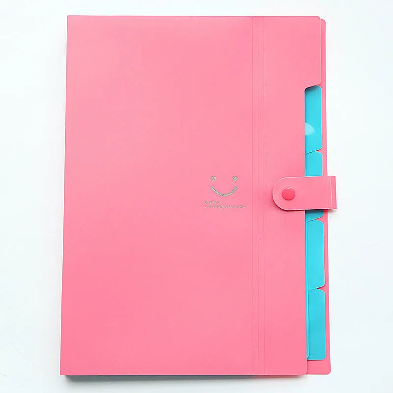 A4 plastic multi-page folder document organiser shown in one of ten available colours.