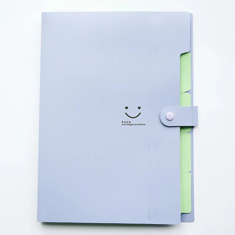 A4 plastic multi-page folder document organiser shown in one of ten available colours.