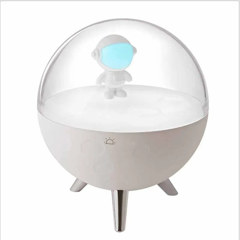 Cartoon-themed USB LED night light with plastic shade showing white and blue lighting options