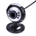 USB webcam with ring of six white LED lights around the lens and a built-in microphone.