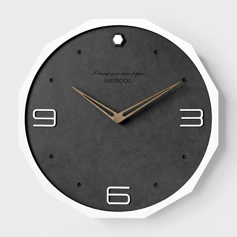 Round 12-inch minimalist Nordic style wall clock in a choice of four two-tone colour finishes.