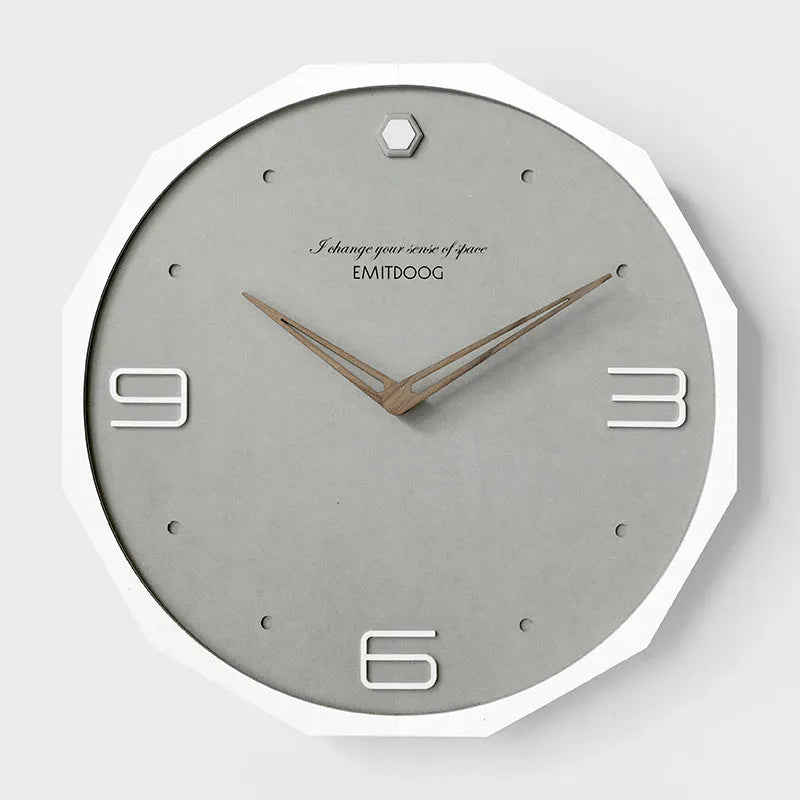 Round 12-inch minimalist Nordic style wall clock in a choice of four two-tone colour finishes.