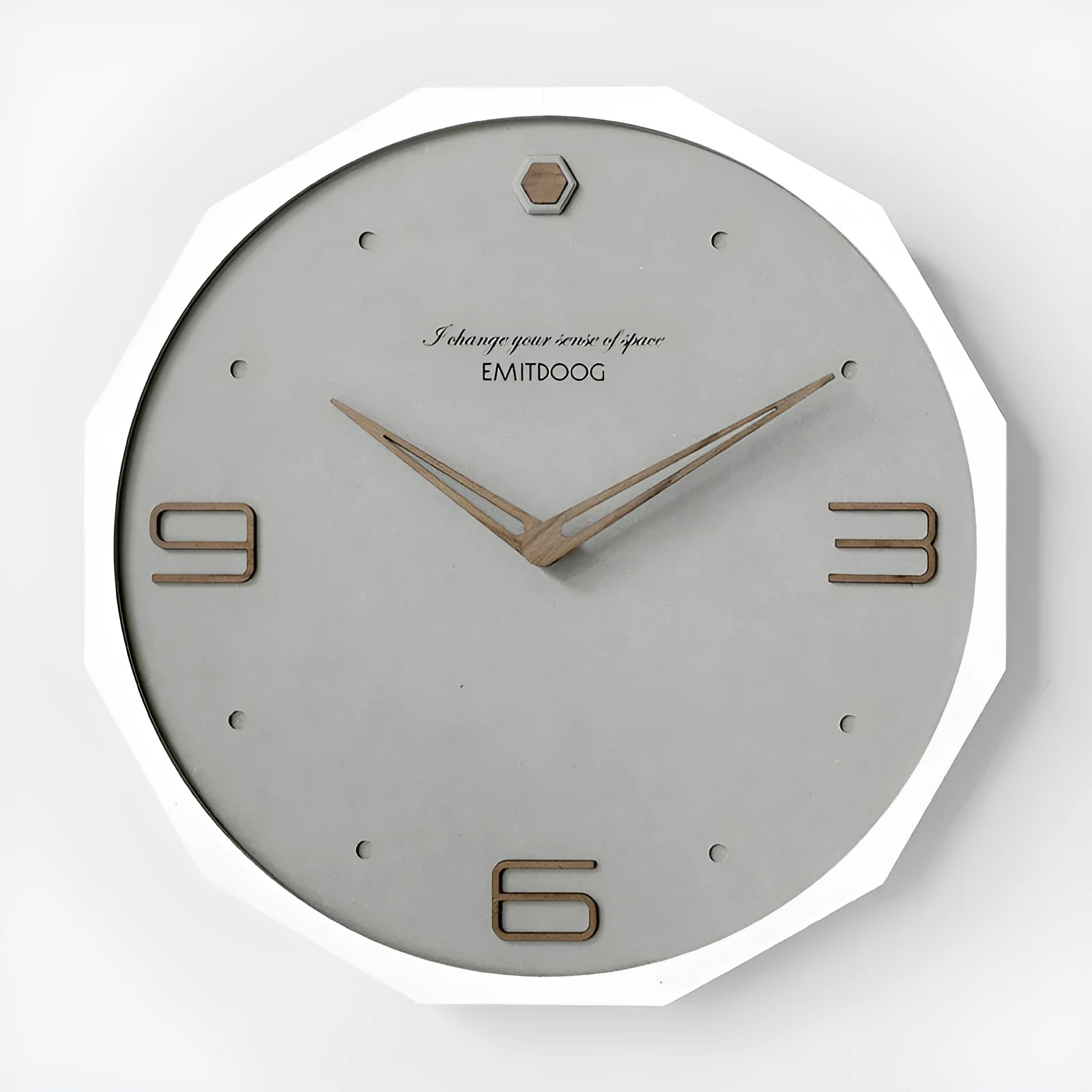 Round 12-inch minimalist Nordic style wall clock in a choice of four two-tone colour finishes.