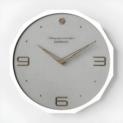 Round 12-inch minimalist Nordic style wall clock in a choice of four two-tone colour finishes.