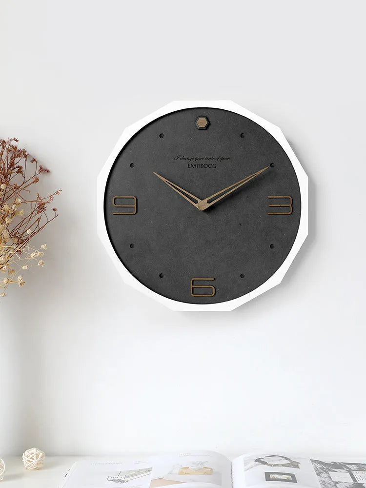 Round 12-inch minimalist Nordic style wall clock in a choice of four two-tone colour finishes.