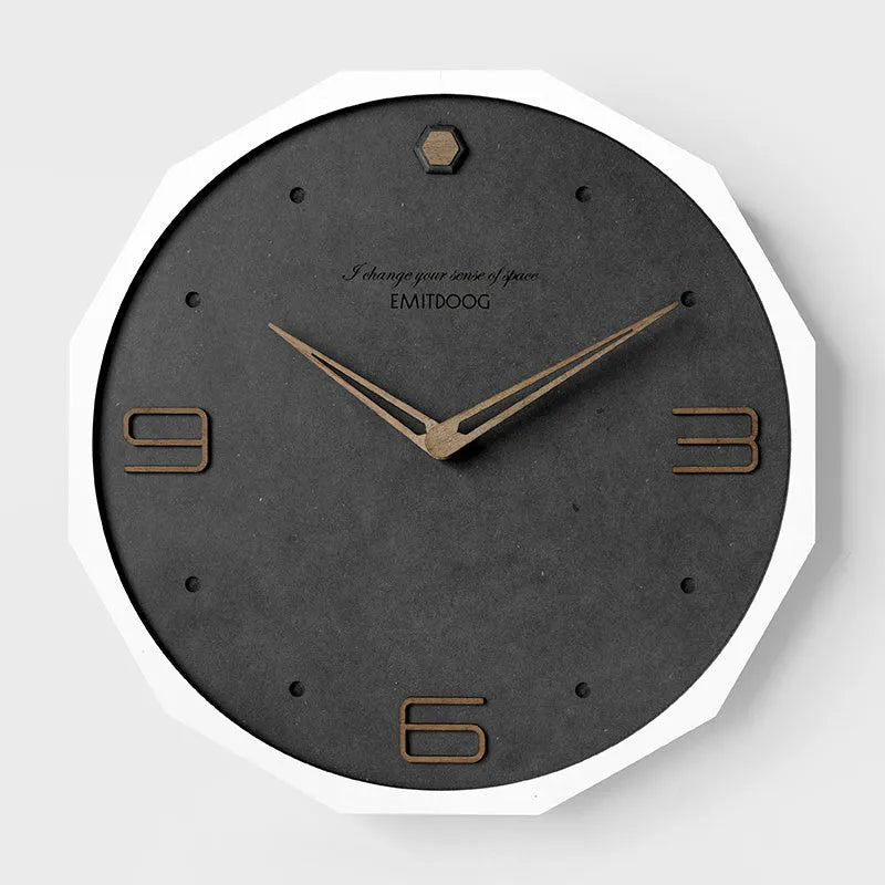 Round 12-inch minimalist Nordic style wall clock in a choice of four two-tone colour finishes.