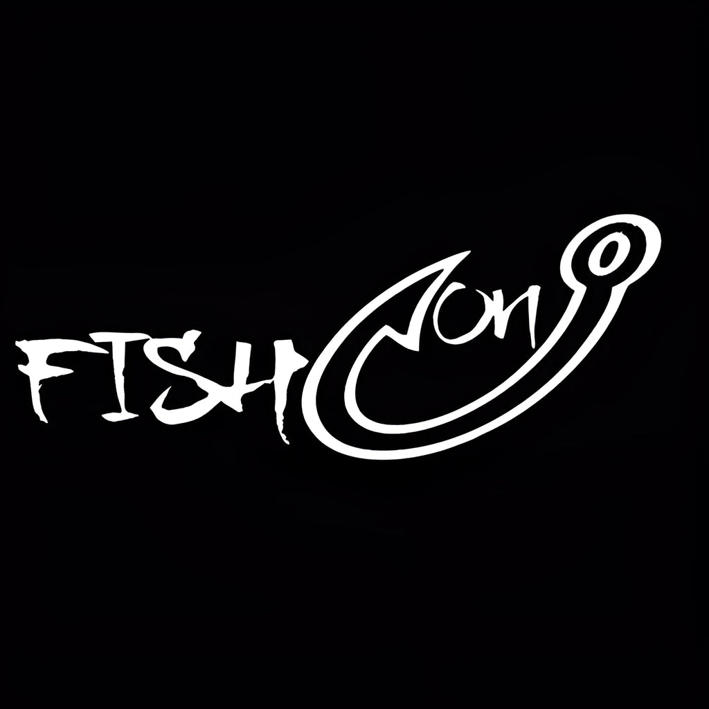 Fishing hook car sticker in regular black colour for outdoor sports vehicle personalisation
