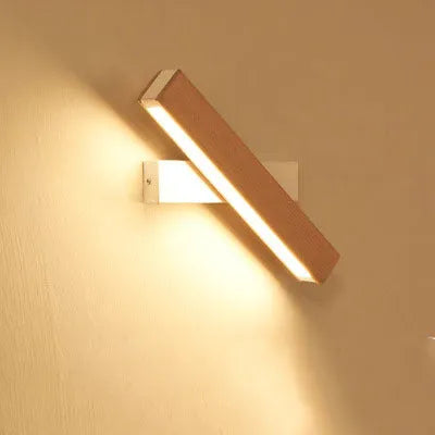 Modern wooden adjustable LED wall lamp in black or white with directional lighting bar