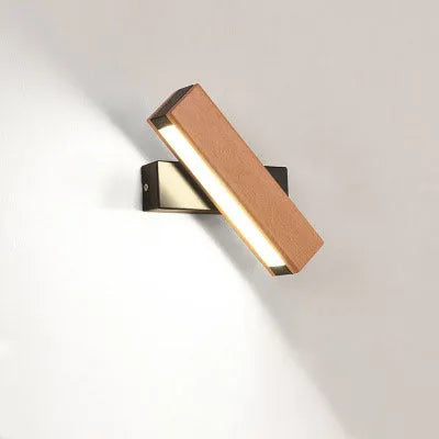 Modern wooden adjustable LED wall lamp in black or white with directional lighting bar