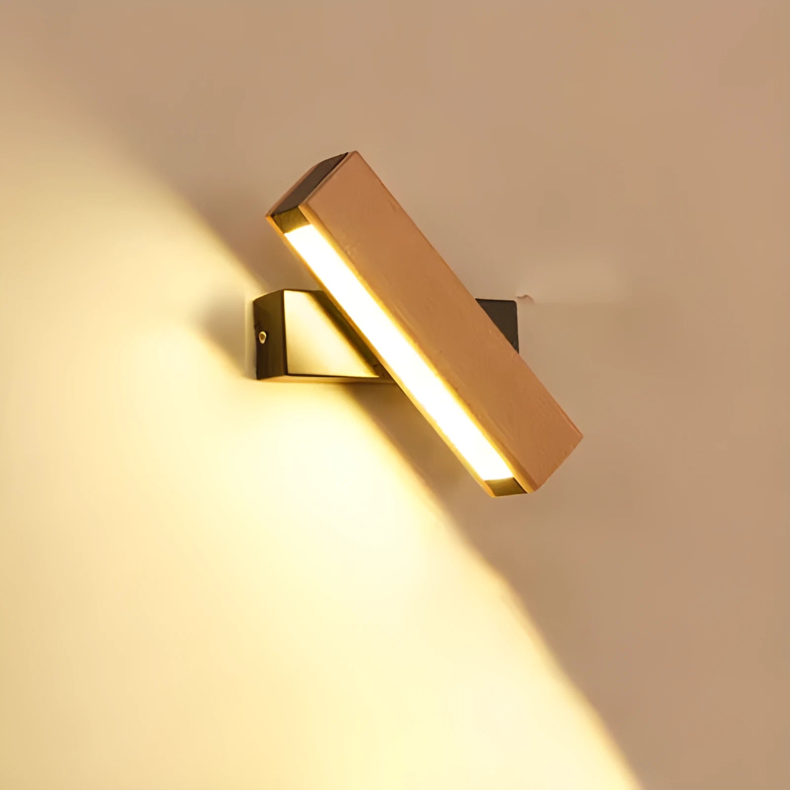 Modern wooden adjustable LED wall lamp in black or white with directional lighting bar