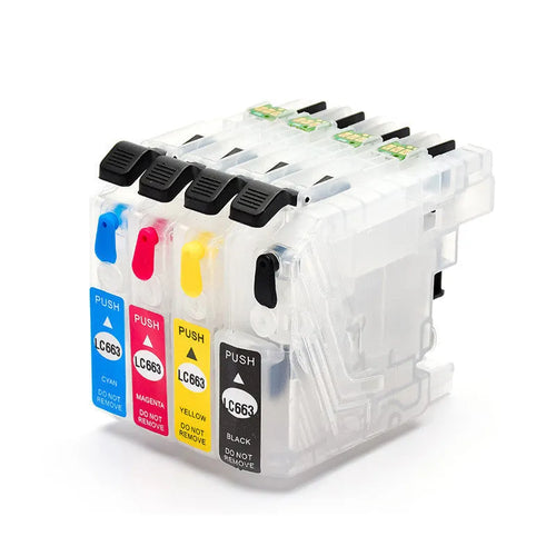 Brother compatible refill ink cartridges in black, cyan, magenta, and yellow