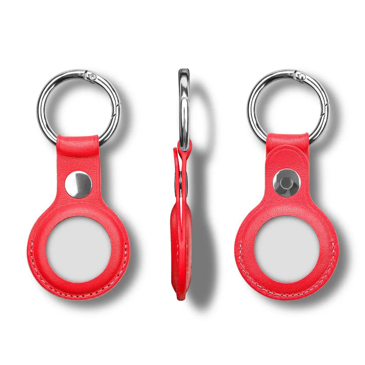 Apple AirTag protective sleeve in PU leather with metal loop attachment in various colours