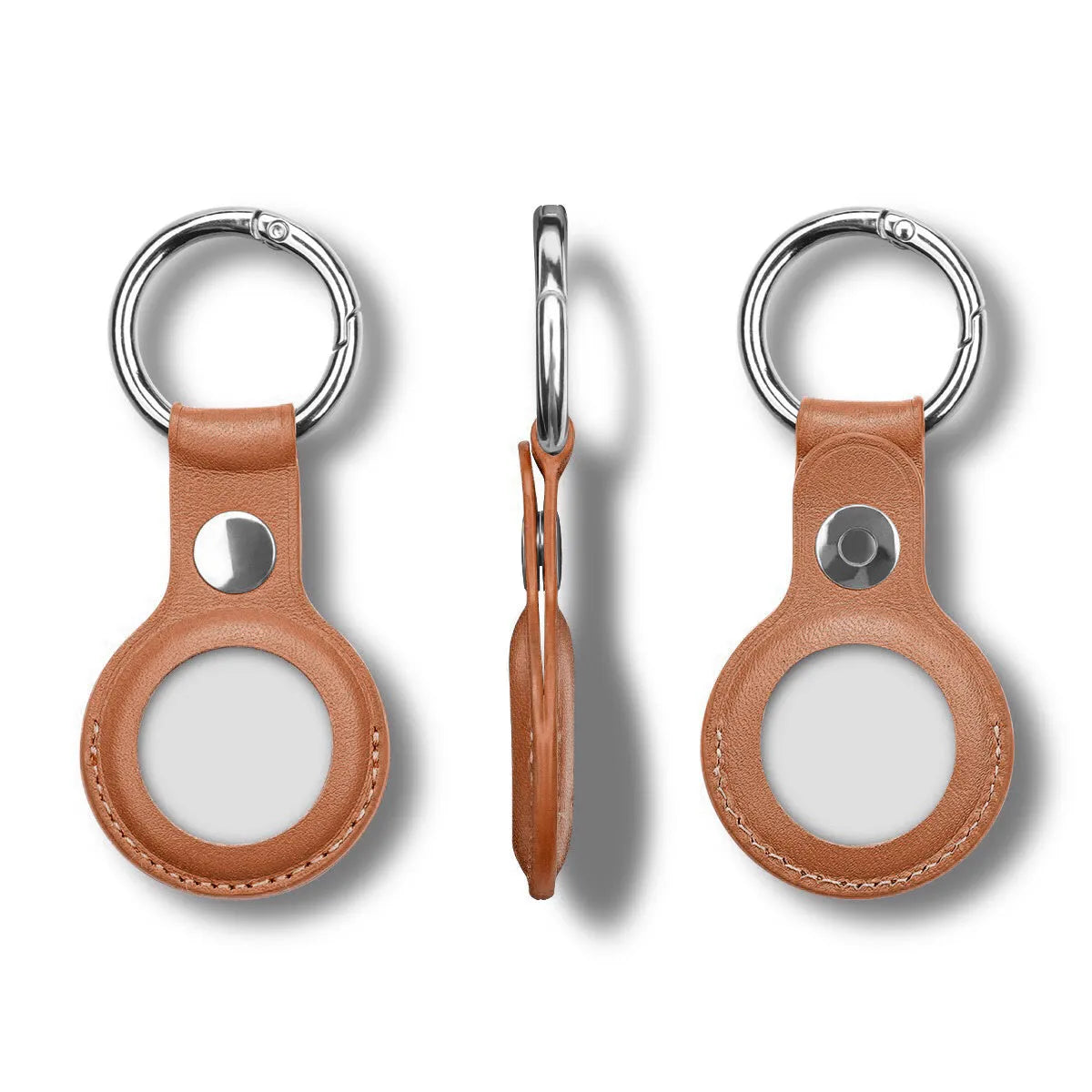 Apple AirTag protective sleeve in PU leather with metal loop attachment in various colours