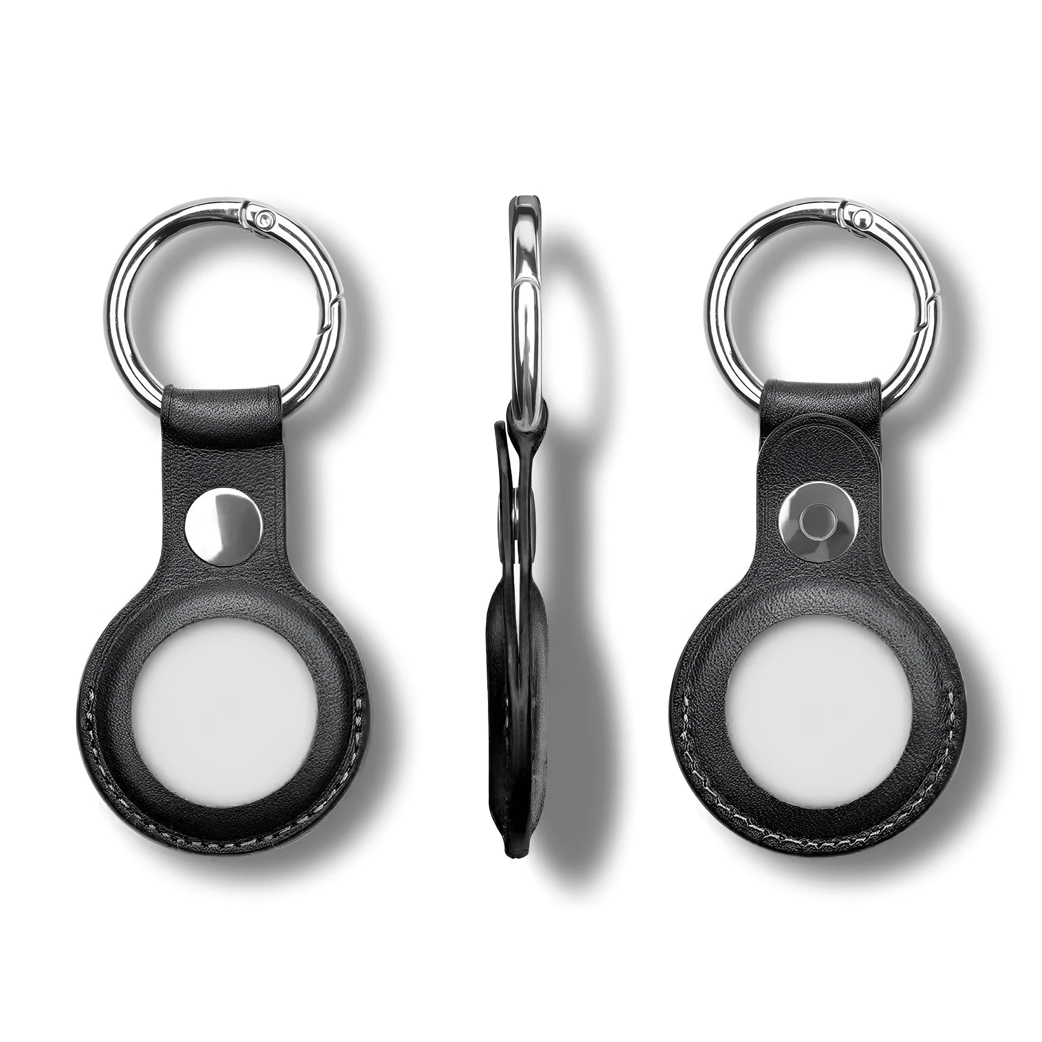 Apple AirTag protective sleeve in PU leather with metal loop attachment in various colours