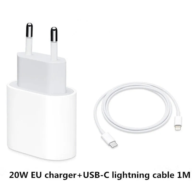 Original 20W USB-C Power Adapter in white with EU plug for fast PD charging