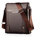 Men's black casual shoulder bag made of soft PU leather with a single strap and zipper.