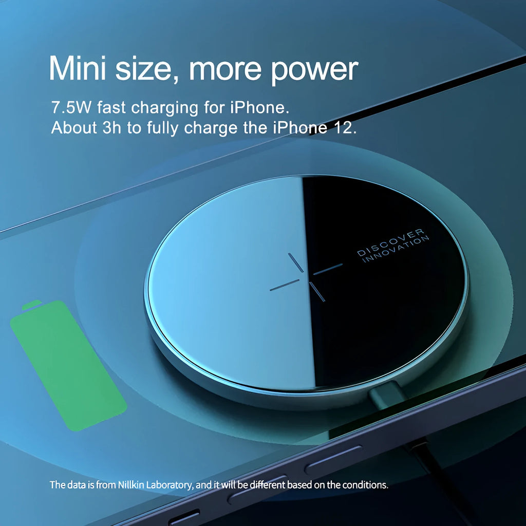 Black MagSlim NKT06 magnetic wireless charger on a flat surface.