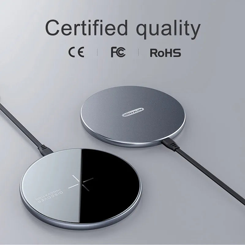 Black MagSlim NKT06 magnetic wireless charger on a flat surface.