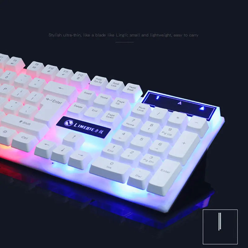 GTX300 black gaming keyboard and mouse set with backlit keys and wired USB connections