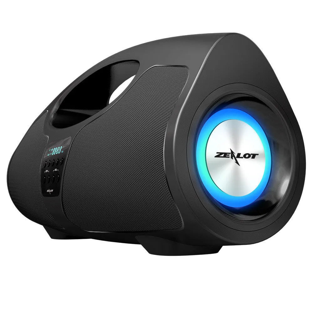 Black portable Bluetooth speaker with wired microphone for karaoke and square dancing