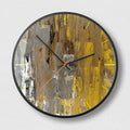 Abstract art round wall clock with sweep second movement in Mysterious Black colour